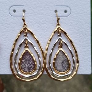 Layered Bronzed Gold and Silver Earrings